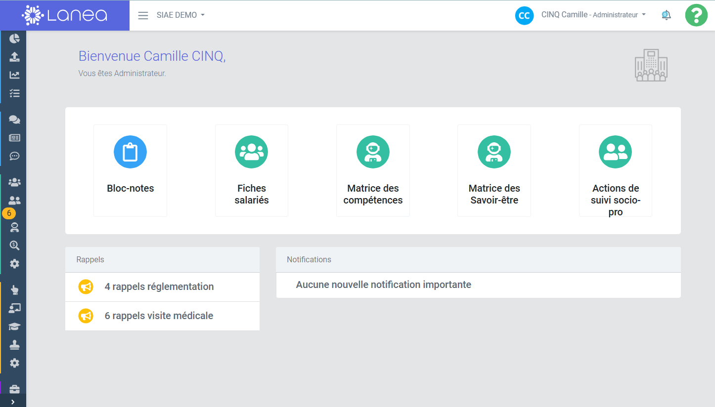 Lanea Insertion met à portée de main de votre équipe d’accompagnement une gestion des compétences simple et intuitive